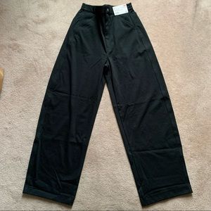 uniqlo black wide curve twill jersey pants size small
